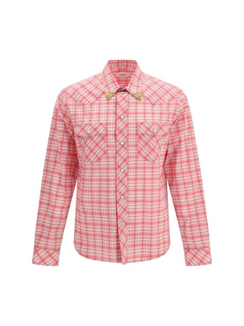 VERSACE Versace Slim Checked Cotton Poplin Shirt Red+White+Ciclamino