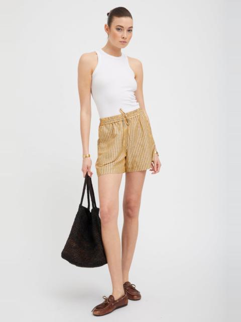 SPRWMN YELLOW INDIGO STRIPE LINEN BOXER SHORTS