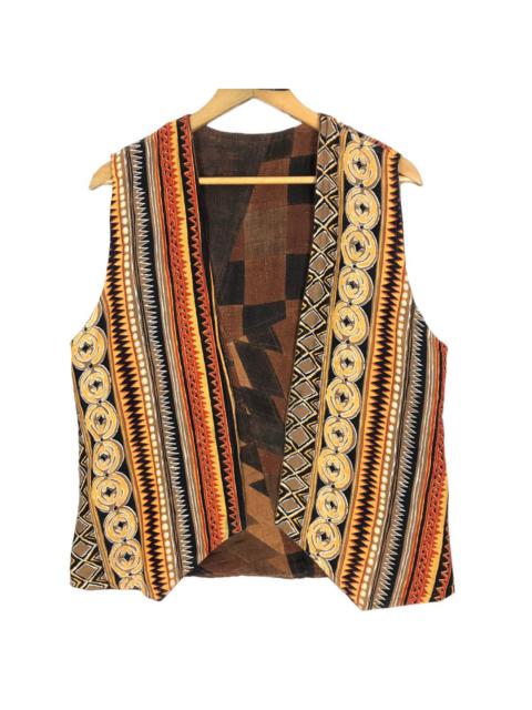 Other Designers Vintage Patchwork Cutaway Reversible Vest Navajo Pattern