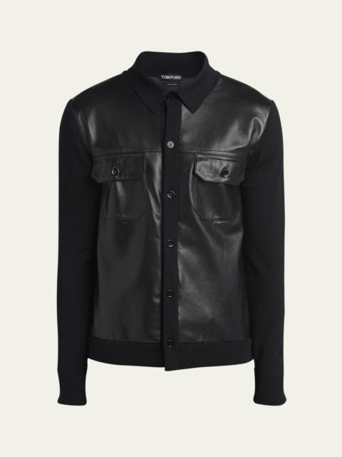 Men's Leather and Wool Overshirt