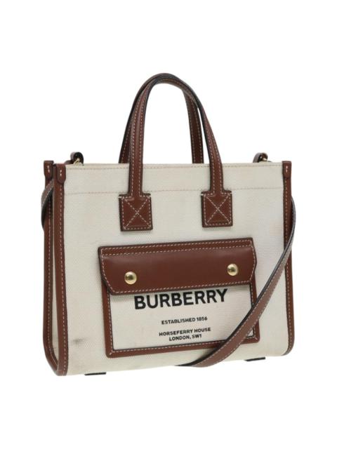 Burberry Burberry Hand Bag Canvas Leather Beige