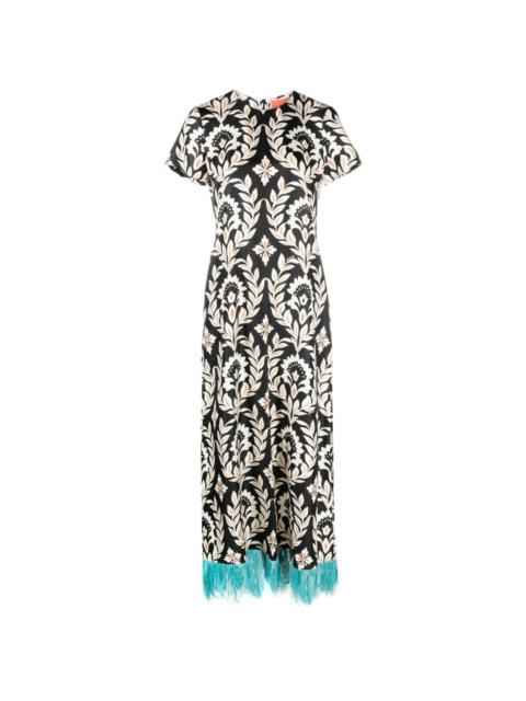 La DoubleJ Swing feather-trim dress