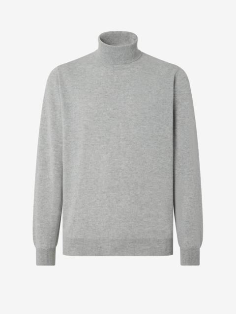 CORNELIANI Grey mélange turtleneck in sublime cashmere