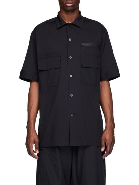 Y-3 Y-3 Regular Fit Cotton Blend Utility Shirt in Black at Nordstrom