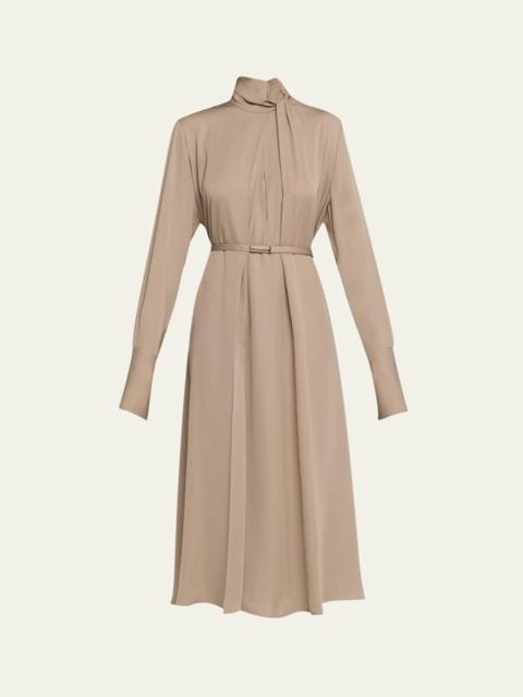 TOM FORD Washed Silk Georgette Belted Midi Dress