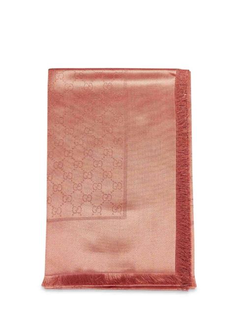 GUCCI Gucci Women Orange Gg Lamé Wool And Silk Shawl<Br/>