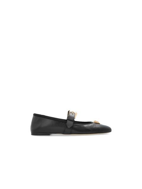 VERSACE VERSACE Women's Black Leather Ballerinas New And Authentic (