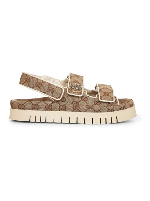 Gucci Women Beige Gg Canvas Sandals