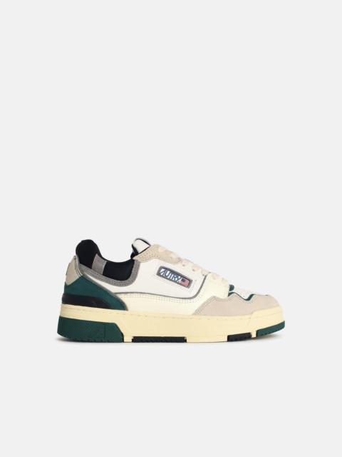 AUTRY 'CLC LOW' WHITE AND GREEN 'FOREST' SUEDE AND LEATHER SNEAKERS