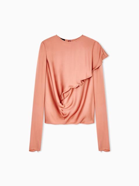 GIORGIO ARMANI DRAPED SILK CHARMEUSE BLOUSE