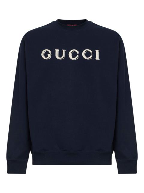 GUCCI Gucci Men Dark Blue Cotton Jersey Embroidered Sweatshirt