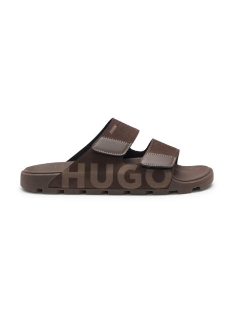 HUGO FAUX-SUEDE SLIDES WITH LOGO DETAILING