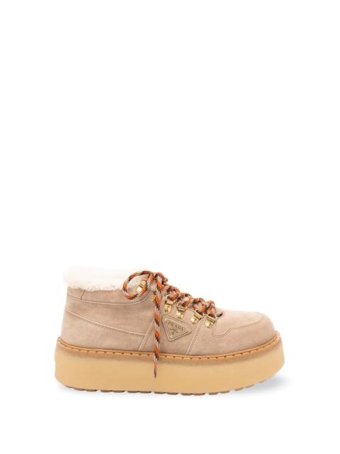 Prada Prada Women Shearling-Lined Suede Booties