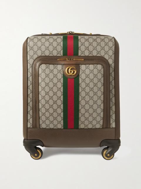 GUCCI Savoy Leather-trimmed Printed Coated-canvas Suitcase