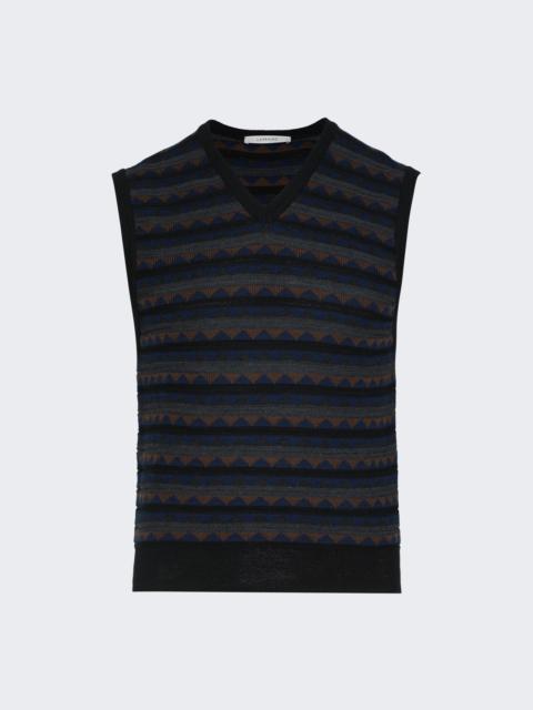Lemaire V-neck Jacquard Vest Black Combo