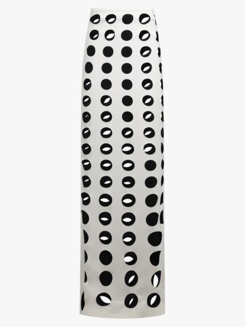 A.W.A.K.E. MODE LAYERED HOLE DETAIL FLARED MAXI SKIRT | WHITE/BLACK