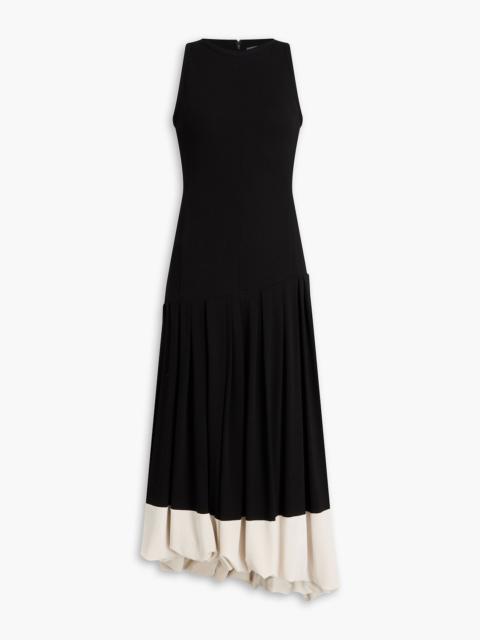 Victoria Beckham Asymmetric two-tone jersey midi dress