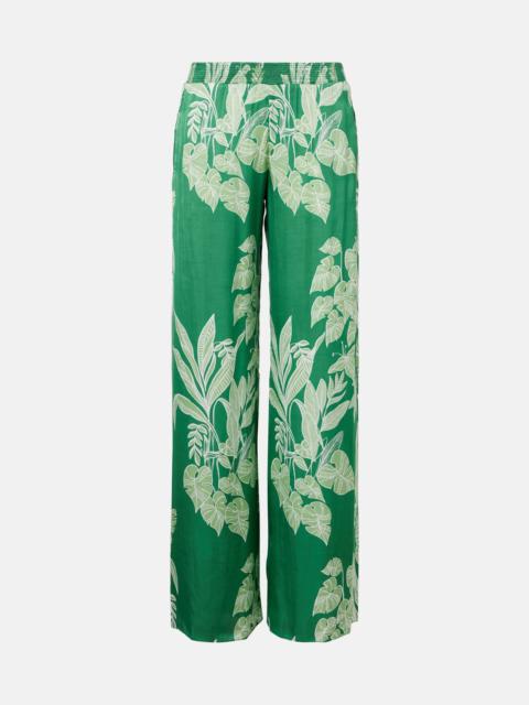 Poupette St Barth Cecile floral satin wide-leg pants
