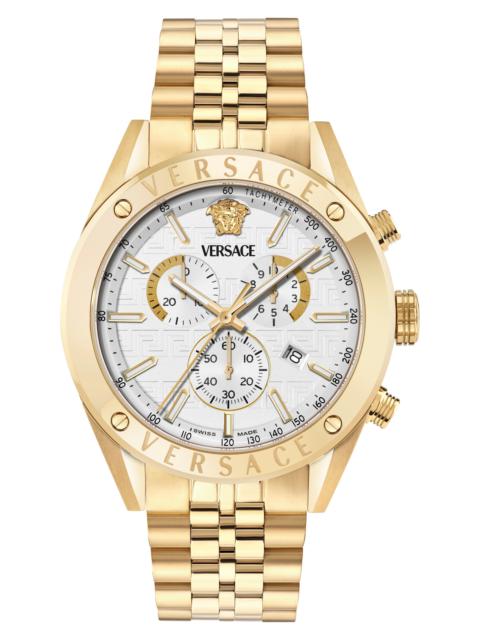 VERSACE Versace Athletic Chronograph Bracelet Watch, 44mm in White/Gold at Nordstrom