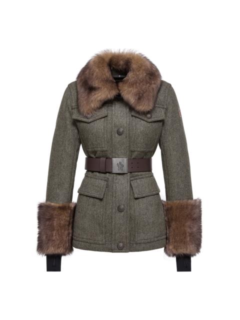 Moncler Grenoble Devez Shearling-Trimmed Wool Down Field Jacket green