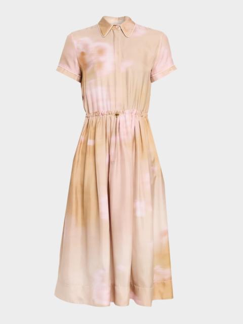 FABIANA FILIPPI Drawcord Mottled-Print Silk Midi Dress