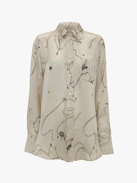 Victoria Beckham Pyjama Shirt In Pumice Jewellery Print
