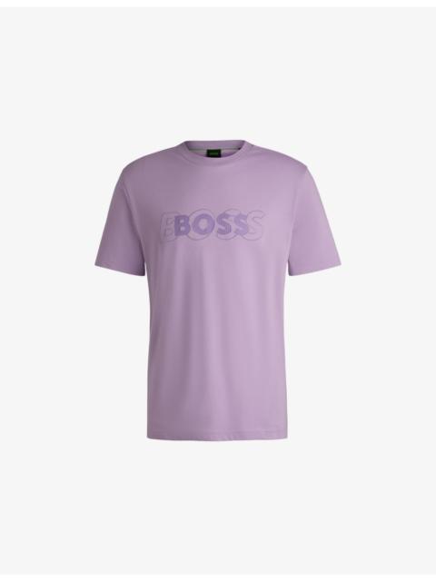 BOSS Rubberised-branding regular-fit cotton-jersey T-shirt