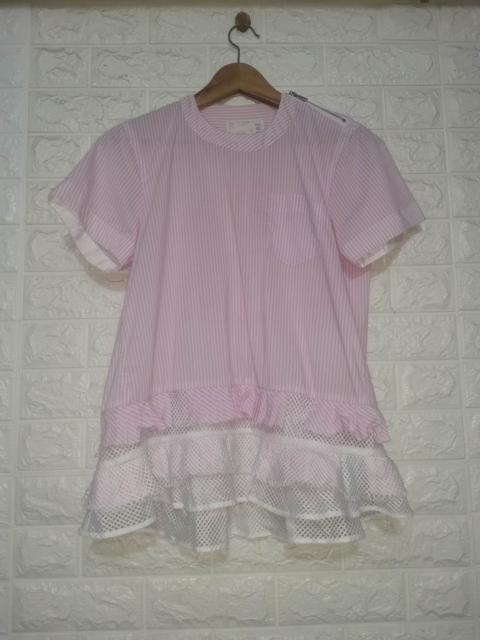 sacai Sacai pink and white stripes s/s top blouse cotton pleats
