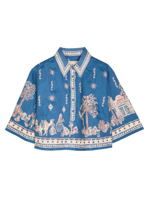 ALÉMAIS Alemais Acacia Printed Linen Cropped Shirt