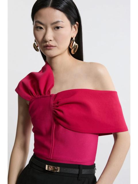 KAREN MILLEN Figure Form Bandage Knit Asymmetric Strap Top