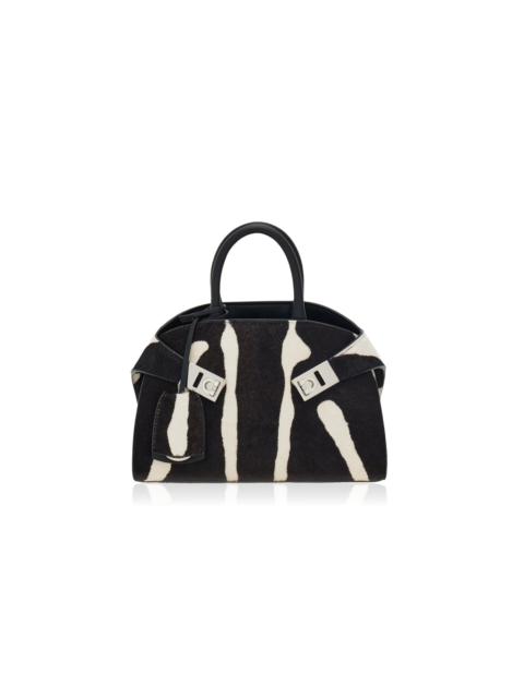 FERRAGAMO Hug Mini Calf Hair Bag black/white