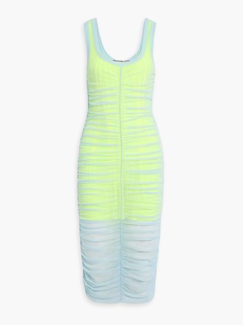 Alexander Wang Ruched stretch-mesh midi dress