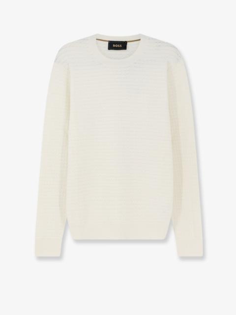 BOSS Boss Silk And Cotton Blend Sweater White