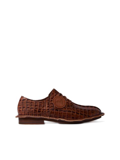 x Clarks croc-embossed derby shoes