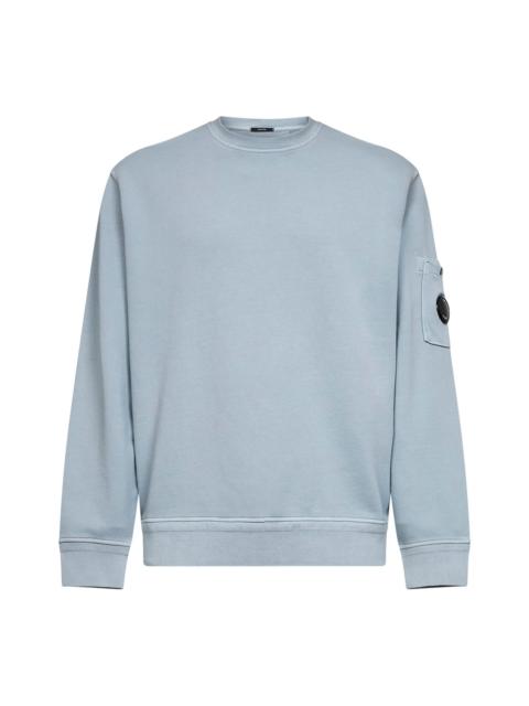 C.P. Company Light blue diagonal cotton fleece Lens crewneck sweatshirt