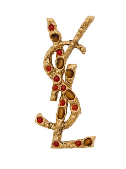 SAINT LAURENT Saint Laurent Cassandre Stone-embellished Brooch