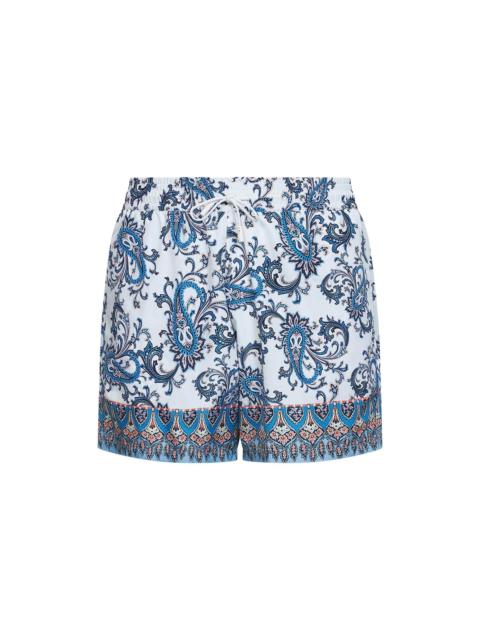 Etro Etro Men Powder Blue Paisley Ramage-Printed Swim Shorts