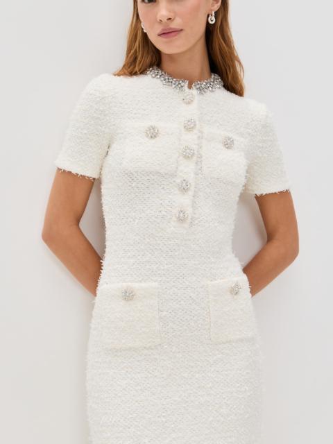 self-portrait Cream Textured Knit Mini Dress