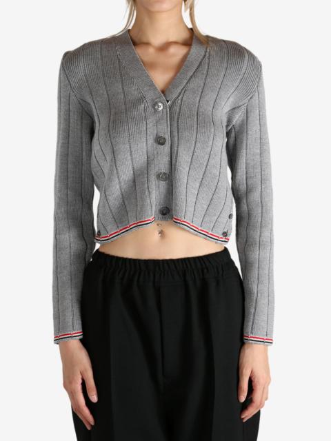 Thom Browne THOM BROWNE - Women Ladder Full Needle Rib Stitch V Neck Knitwear