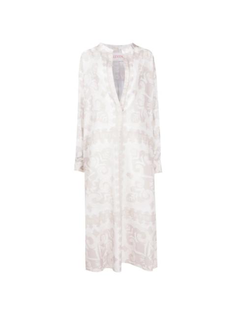 Valentino Valentino Garavani Geometric-Print Silk-Cotton Dress