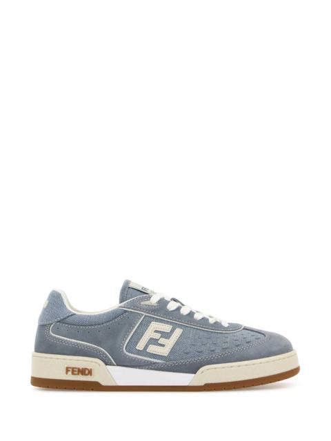 FENDI Fendi Women Light Blue Denim And Suede Fendi Match Sneakers
