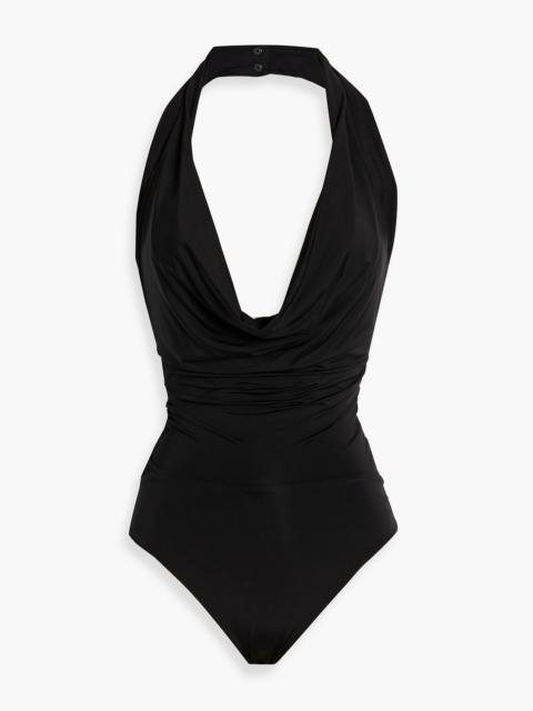 Alice + Olivia Ayanna draped stretch-jersey halterneck bodysuit