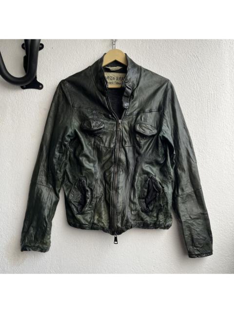 DISTRESSED GIORGIO BRATO ORGANIC ITALY LEATHER JACKET