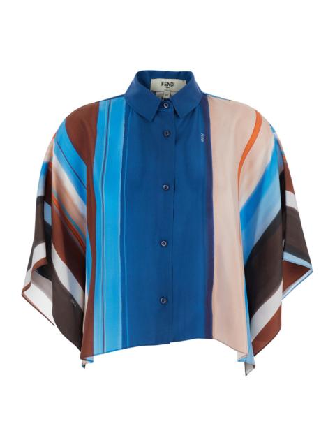 FENDI Fendi Women Multicolor Crop Shirt With Logo Embroidery On The Side And All-Over Striped Motif In Sil