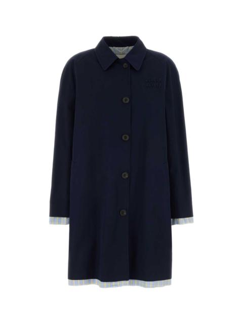Miu Miu Miu Miu Women Dark Blue Poplin Trench Overcoat