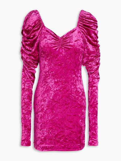 ROTATE Ruched crushed-velvet mini dress