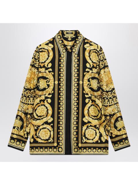 VERSACE Versace Black And Gold Printed Silk Twill Shirt Women