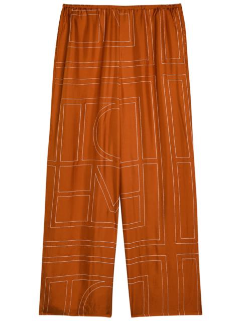 TOTEME Toteme Logo-embroidered Silk-satin Trousers