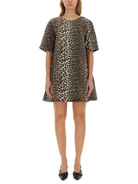 GANNI Ganni Mini Leopard Dress