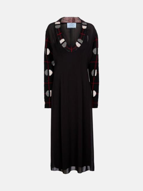 Prada Wool and silk crêpe midi dress